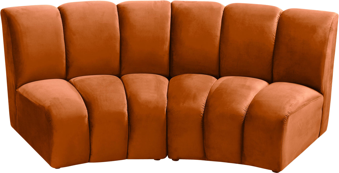 Infinity Cognac Velvet 2pc. Modular Sectional