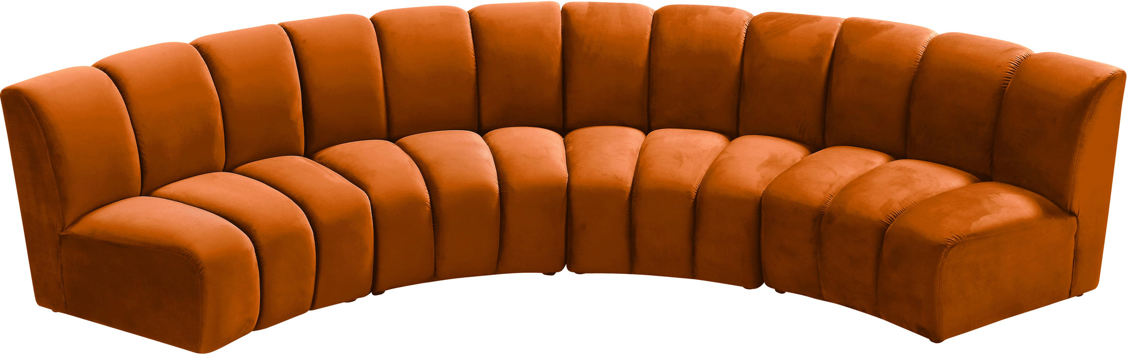 Infinity Cognac Velvet 4pc. Modular Sectional