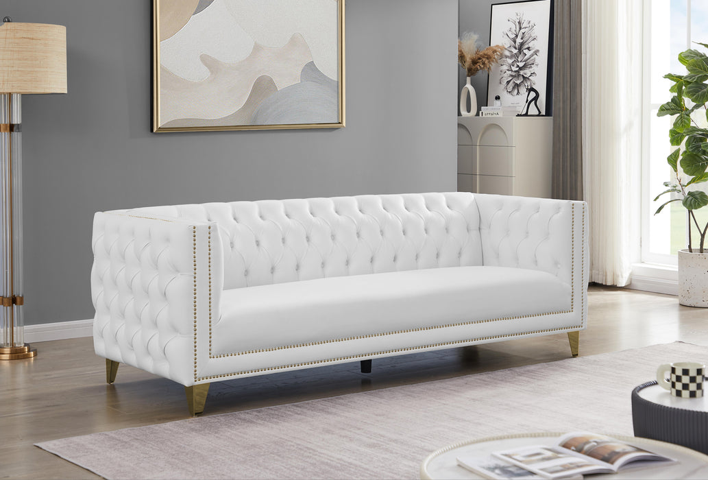 Michelle White Faux Leather Sofa