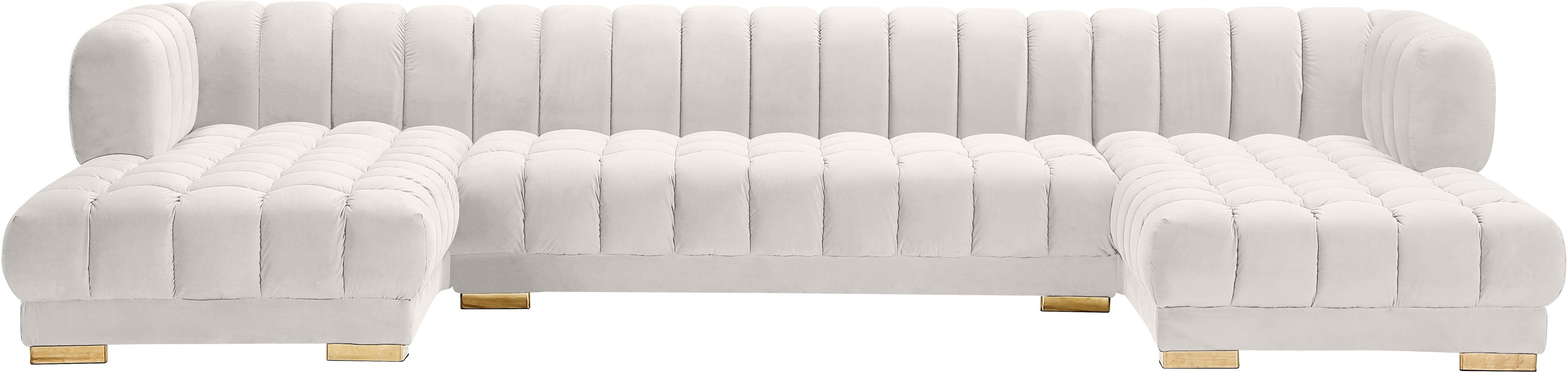 Gwen Cream Velvet 3pc. Sectional (3 Boxes)