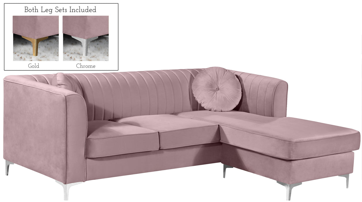 Eliana Pink Velvet 2pc. Reversible Sectional