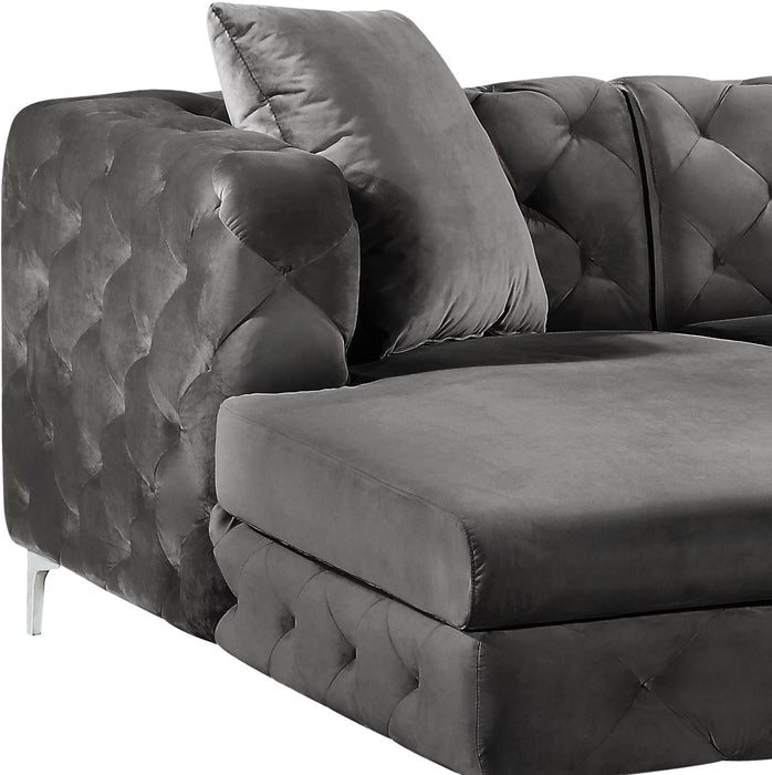 Gail Grey Velvet 3pc. Sectional