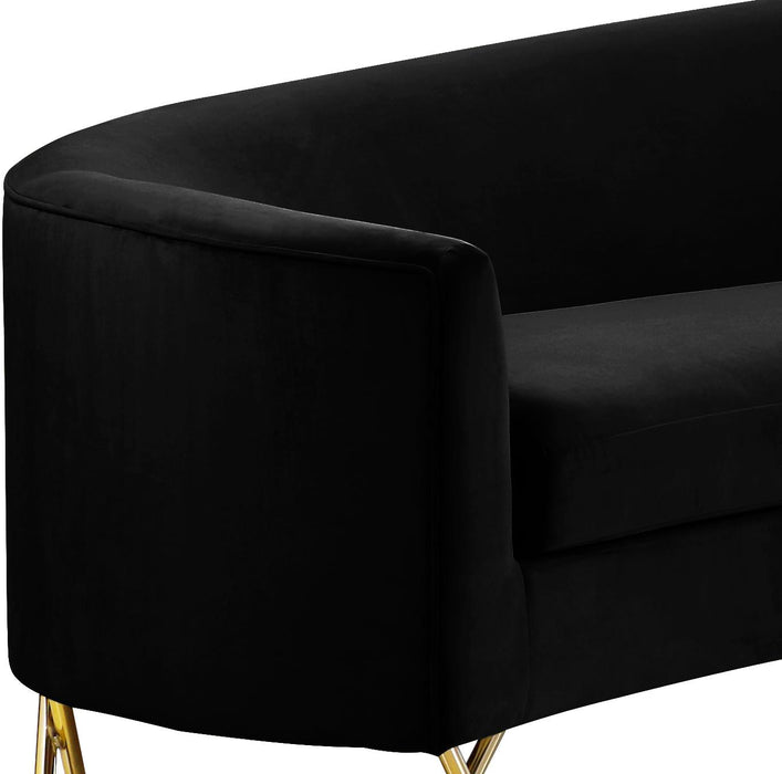 Serpentine Black Velvet 3pc. Sectional