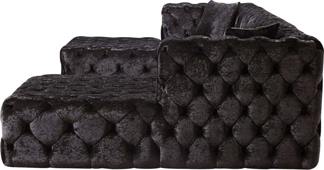 Coco Black Velvet 3pc. Sectional (3 Boxes)