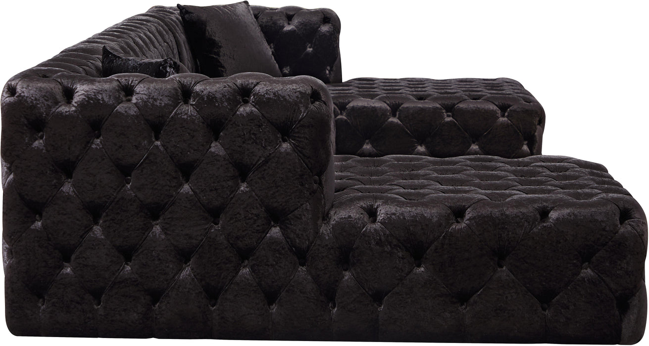 Coco Black Velvet 3pc. Sectional (3 Boxes)