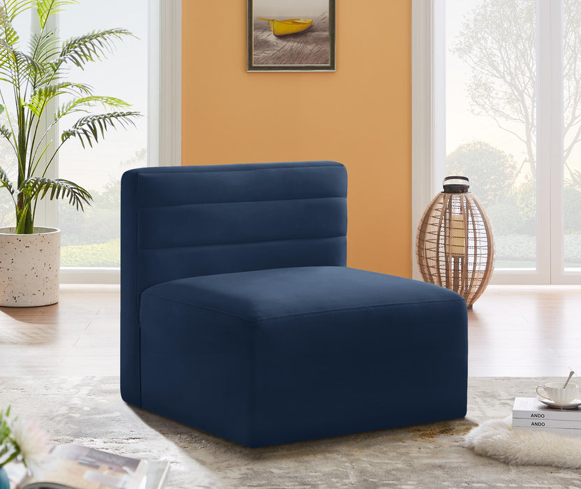 Quincy Navy Velvet Modular Armless Chair