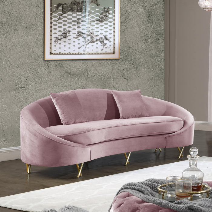 Serpentine Pink Velvet Sofa