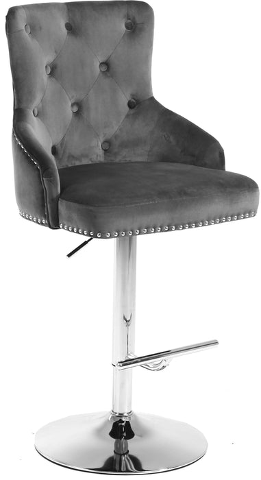 Claude Grey Velvet Adjustable Stool