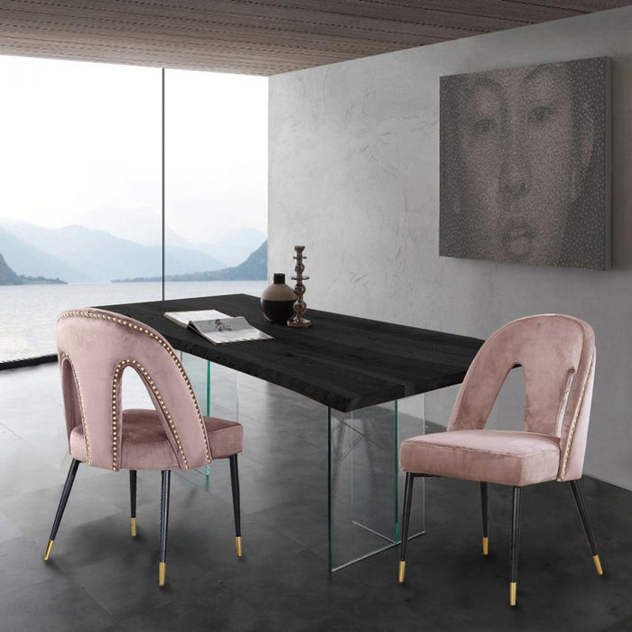 Akoya Pink Velvet Dining Chair