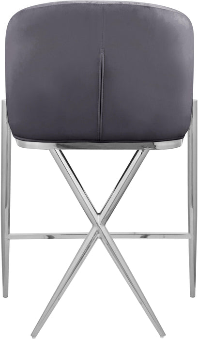 Xavier Grey Velvet Counter Stool