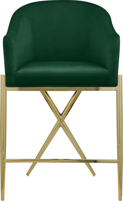 Xavier Green Velvet Counter Stool