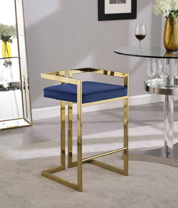 Ezra Navy Velvet Stool