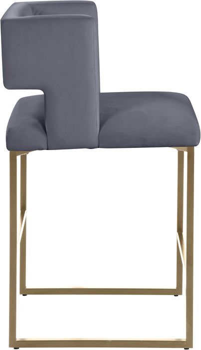 Caleb Grey Velvet Counter Stool