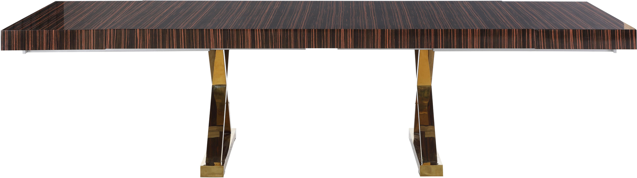 Excel Brown Zebra Wood Veneer Lacquer Extendable Dining Table (3 Boxes)