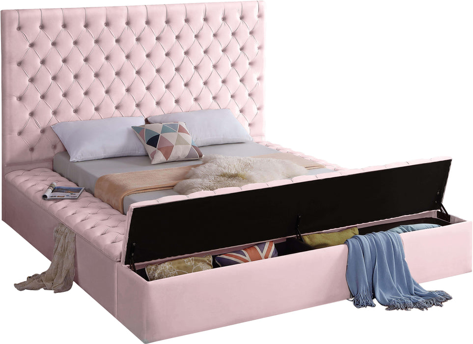 Bliss Pink Velvet Queen Bed (3 Boxes)