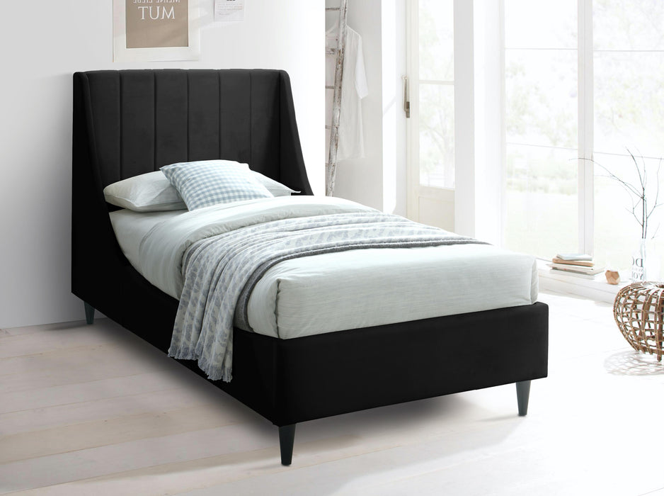 Eva Black Velvet Twin Bed