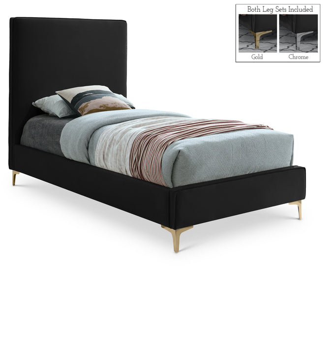 Geri Black Velvet Twin Bed image