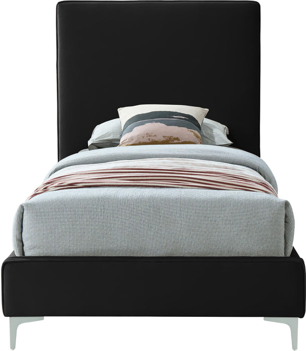 Geri Black Velvet Twin Bed