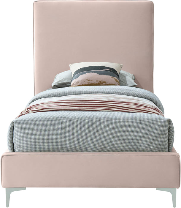 Geri Pink Velvet Twin Bed