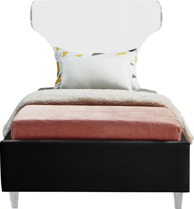 Ghost Black Velvet Twin Bed