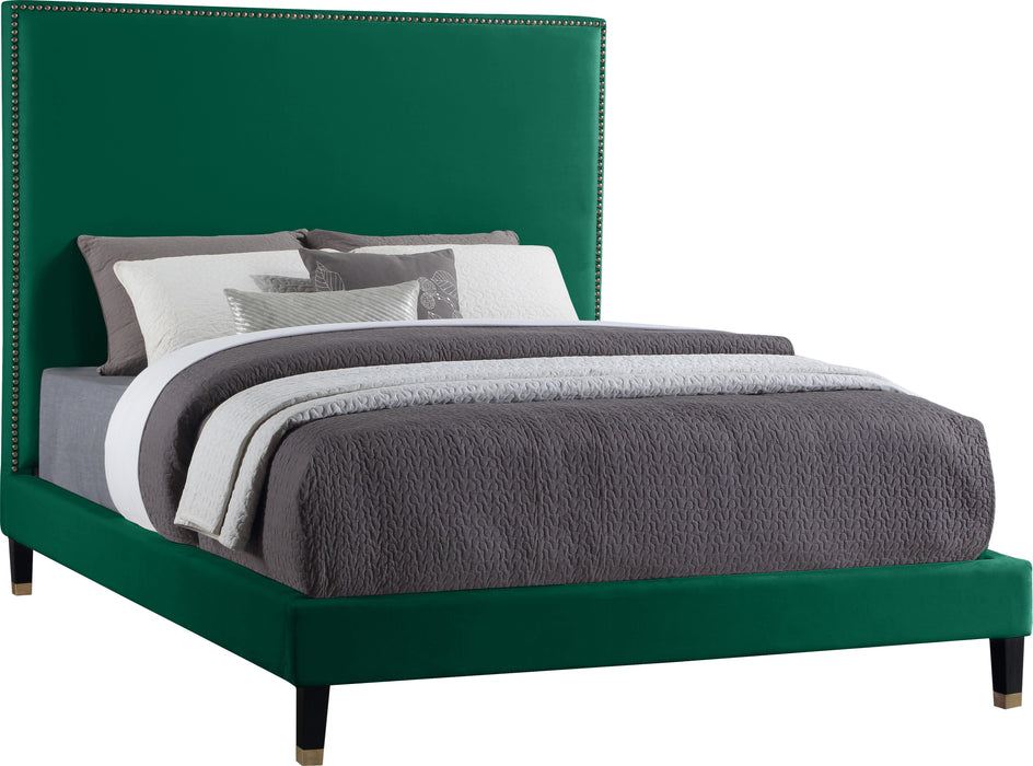 Harlie Green Velvet Full Bed image