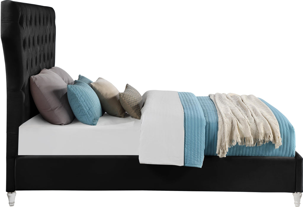 Kira Black Velvet King Bed