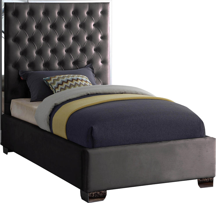 Lexi Grey Velvet Twin Bed image