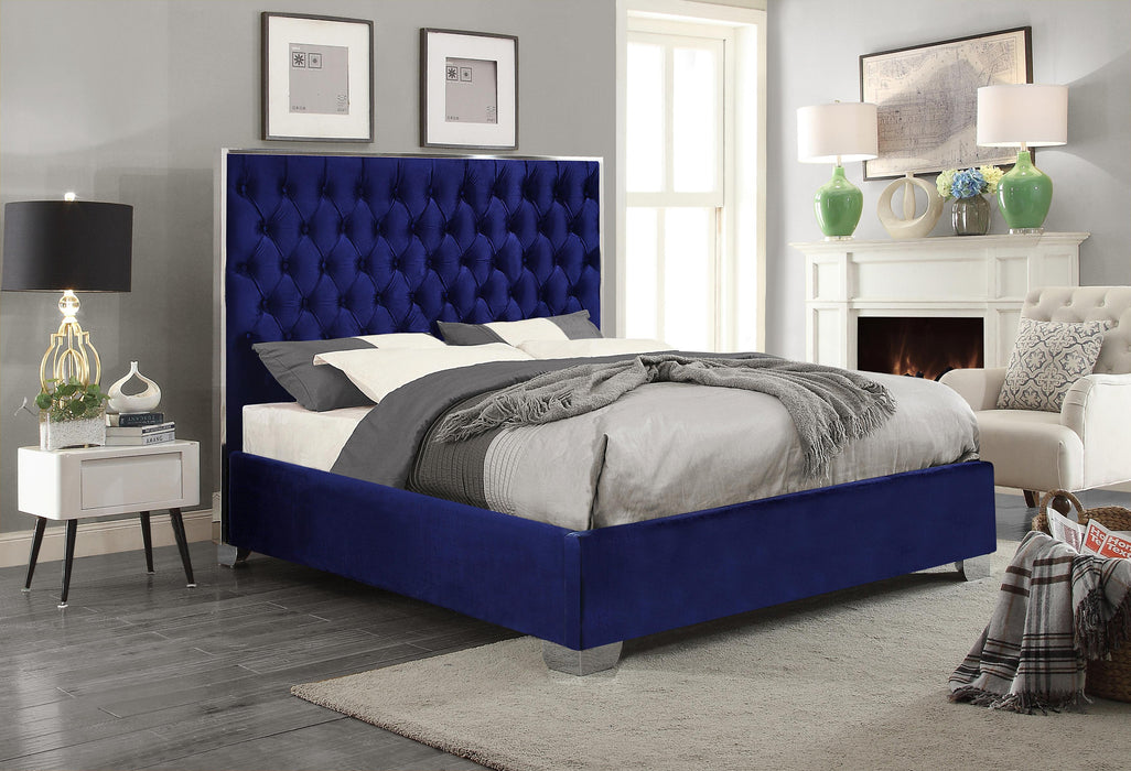 Lexi Navy Velvet Full Bed