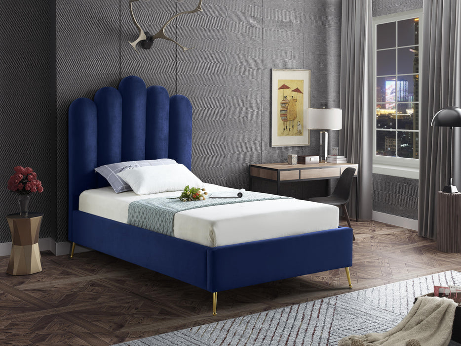 Lily Navy Velvet Twin Bed