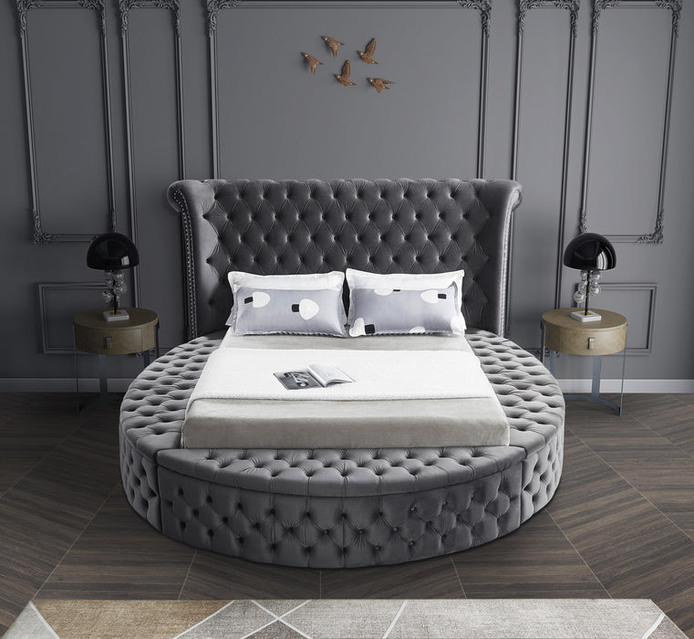 Luxus Grey Velvet King Bed (3 Boxes)