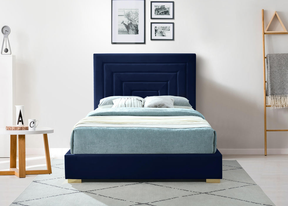 Nora Navy Velvet Full Bed