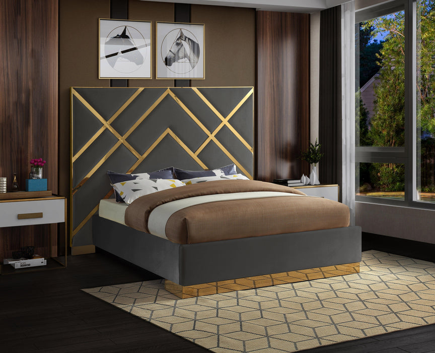 Vector Grey Velvet King Bed