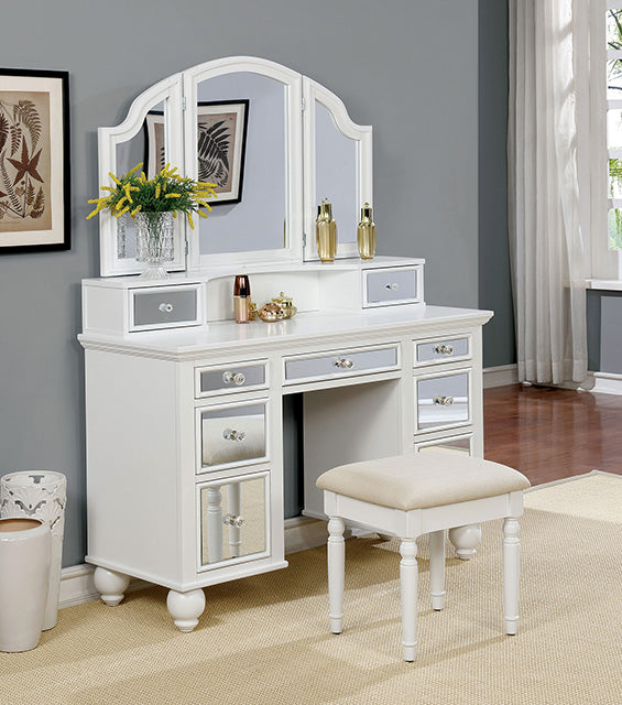 TRACY White Vanity w/ Stool image